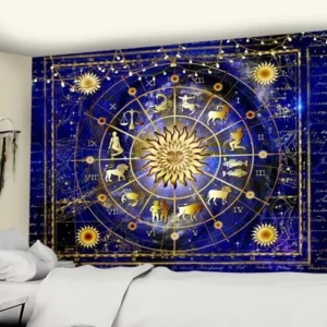 Astrological Wheel Tapestry - Tarot Wall Hanging Fabric