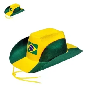 Brazilian Green and Yellow Country Hat with Flag