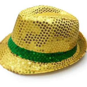 Brazilian Sequin Panama Hat – Green and Yellow Celebrate the World Cup in Style!