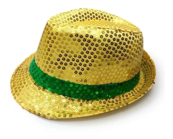 Brazilian Sequin Panama Hat – Green and Yellow Celebrate the World Cup in Style!