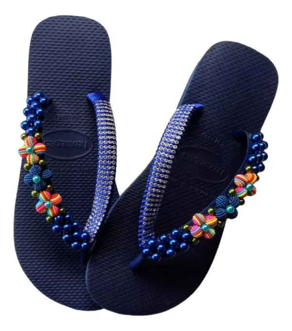 Havaianas Decorated with Beautiful Colorful Pearls - Image 2