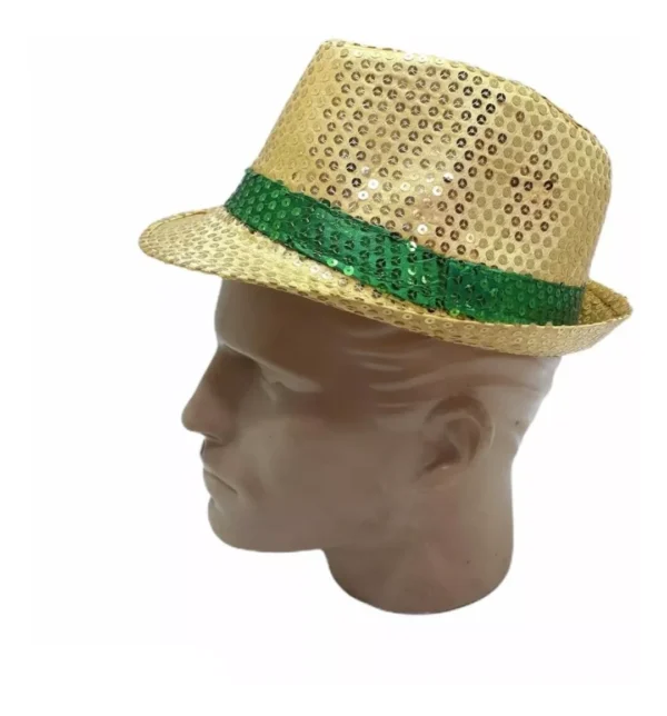 Brazilian Sequin Panama Hat – Green and Yellow | Celebrate the World Cup in Style! - Image 3