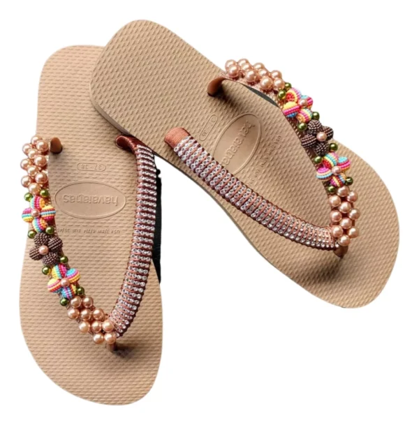 Golden Pearl Decorated Havaianas - Elegance for Your Feet - Image 3