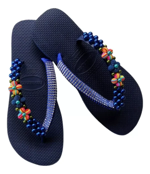 Havaianas Decorated with Beautiful Colorful Pearls - Image 3