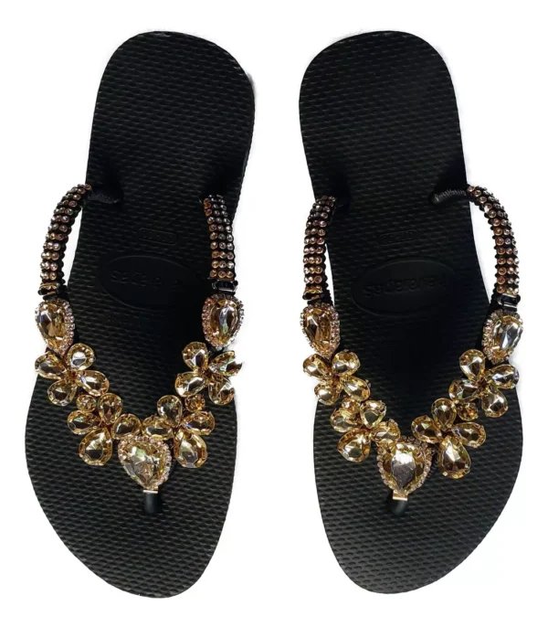 Havaianas Slim Black Decorated with Rhinestones - Image 3