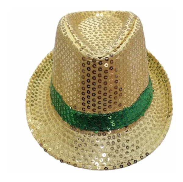 Brazilian Sequin Panama Hat – Green and Yellow | Celebrate the World Cup in Style! - Image 2