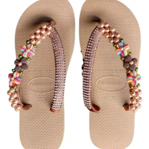 Golden Pearl Decorated Havaianas - Elegance for Your Feet