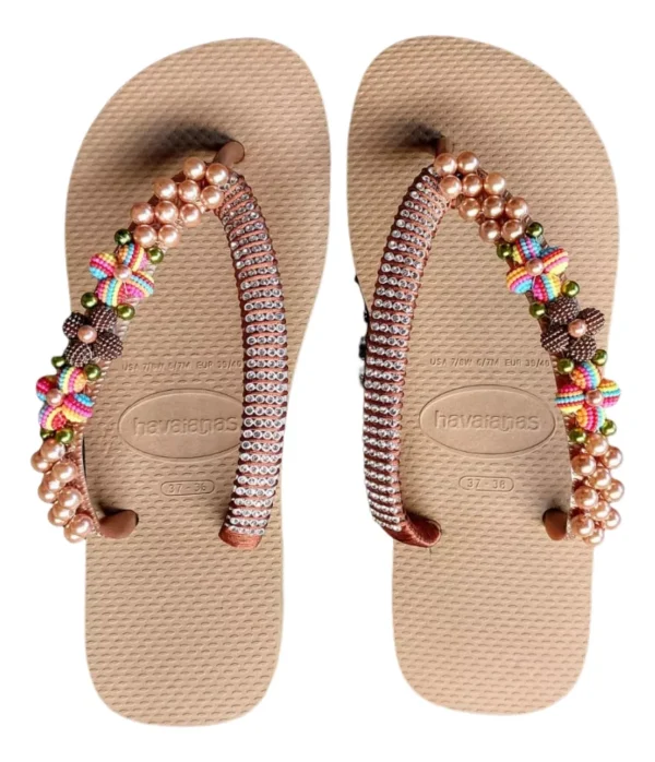 Golden Pearl Decorated Havaianas - Elegance for Your Feet