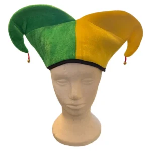 Green and Yellow Velvet Jester Hat