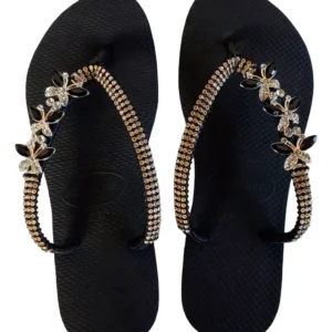 Havaianas Black Decorated with Butterfly and Rhinestones