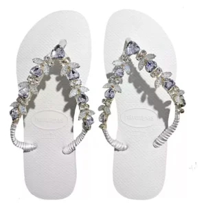 Luxury Decorated Havaianas Sandals with Rhinestones and Sparkling Gemstones