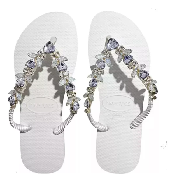 Luxury Decorated Havaianas Sandals with Rhinestones and Sparkling Gemstones