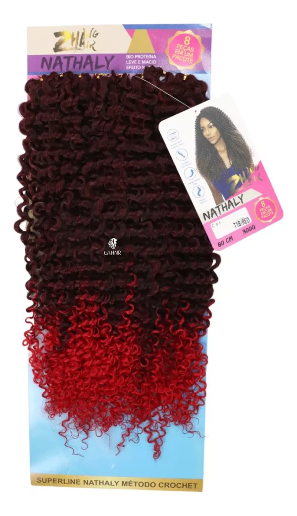 Nathaly Afro Curly Bio Vegetal Fiber Hair 80 cm Color Black with Californian Red T1B