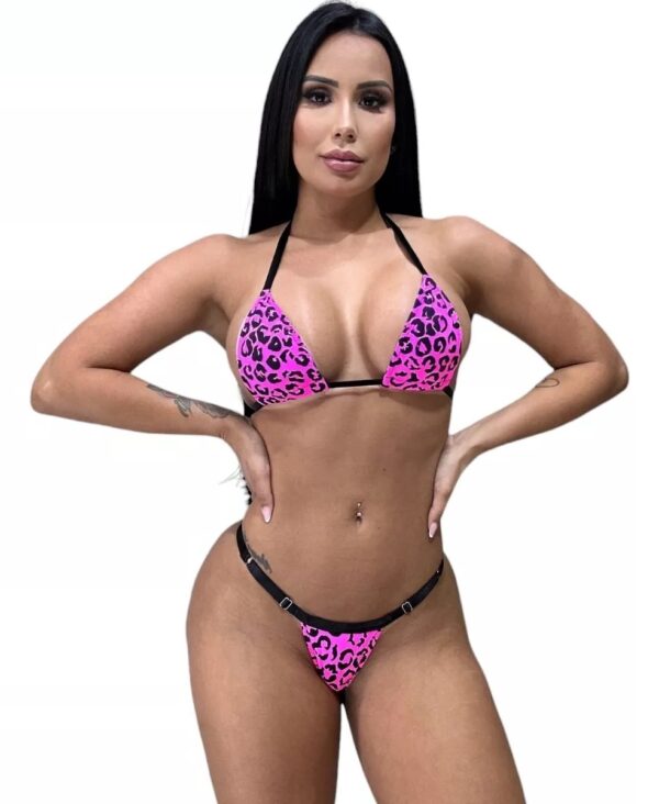 Brazilian Bronzed Bikini with Adjustable Strap on Lycra Panties (Retro Polka Dot Print)