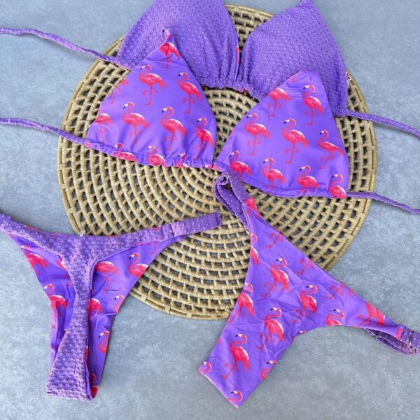 Brazilian Double-Sided Flamingo String Bikini with Luxury Cup - Image 3