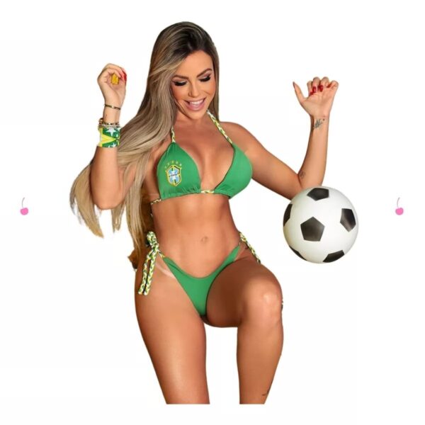 Brazilian Green Bikini Curtain Brazil World Cup Semi G-string - Image 4